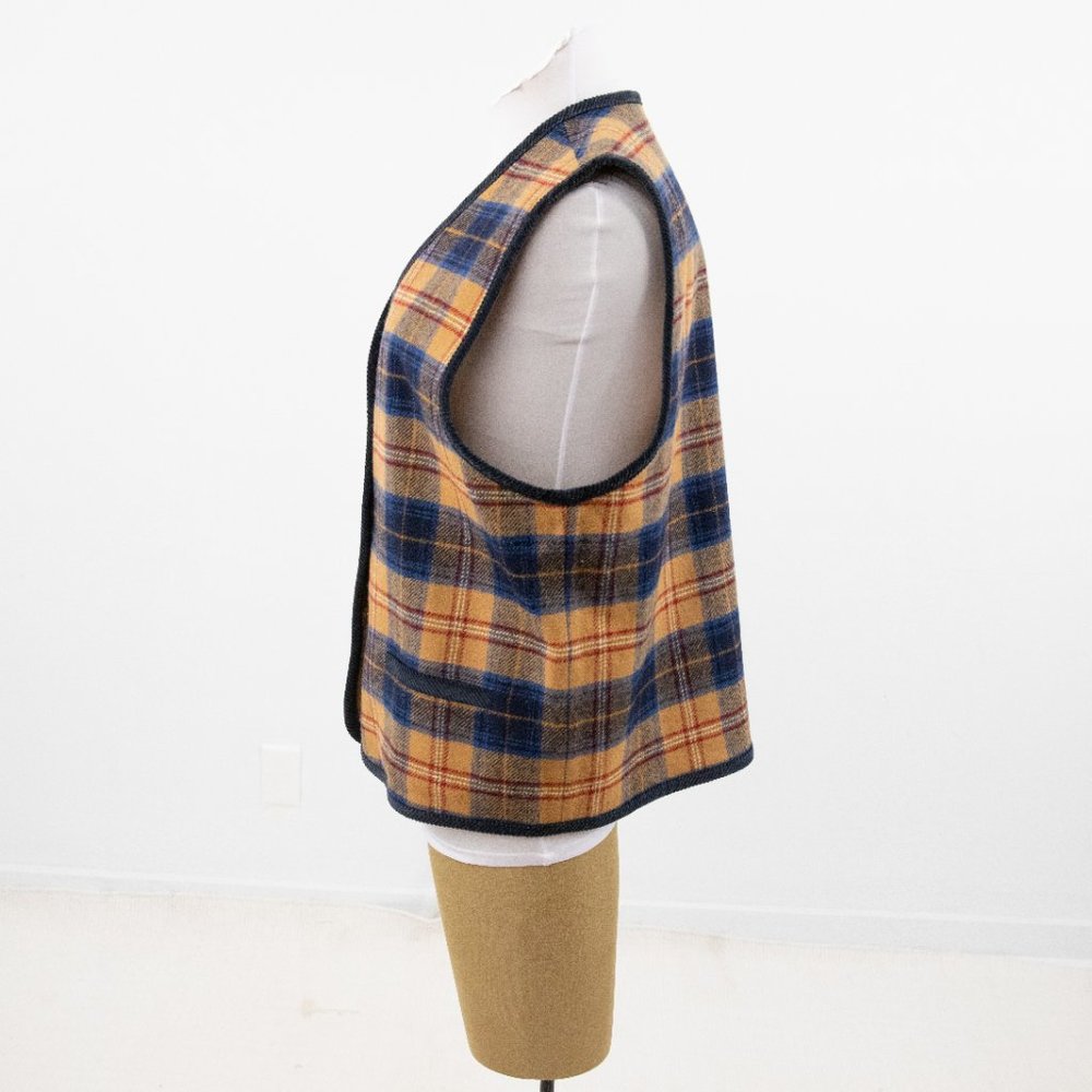 Pendleton VTG XL Reversible Plaid Wool Vest Tan - Picture 5 of 12